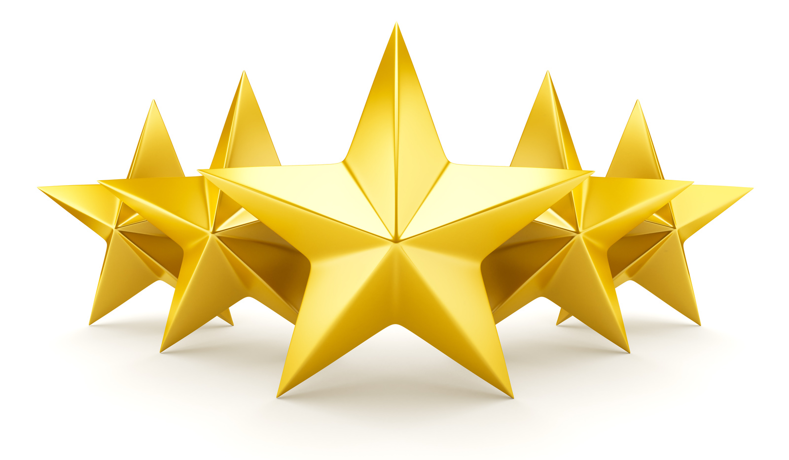 Five star rating - shiny golden stars